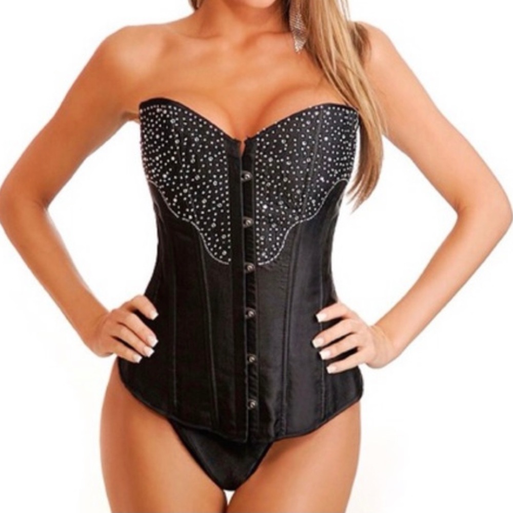 Black Strapless Studded Corset Top